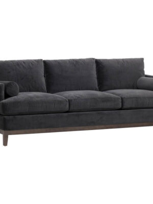 Classic black faux leather sofa