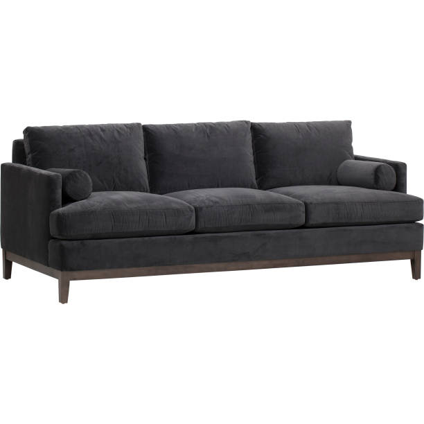 Classic black faux leather sofa