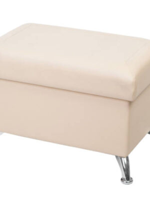 Beige rectangular pouf with legs isolated on white backgound