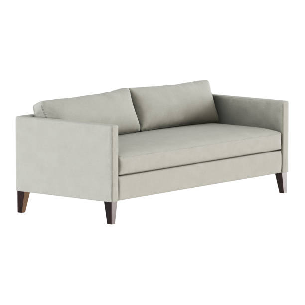 White fabric sofa with pillows on a white background 3d