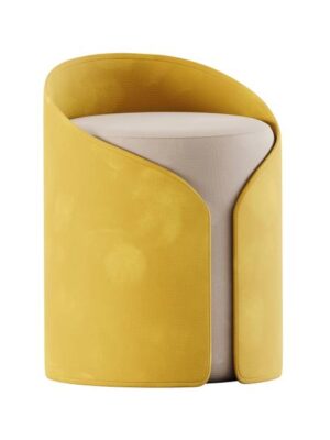 A yellow pouf isolated on a white background